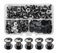 SHSMPXOY 80 Set Rivetti a Vite, M5 x 8 mm Rivetti Chicago, Viti Chicago Screws Chicago Book Viti,Viti Chicago di ricambio in Metallo per Borse, Libri, Collari, Zaini, Guinzagli per Cani (Nero Lucido)