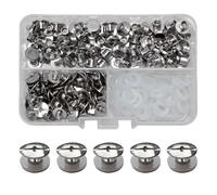SHSMPXOY 90 Set Rivetti a Vite, M5 x 4 mm Rivetti Chicago, Viti Chicago Screws Chicago Book Viti,Viti Chicago di ricambio in Metallo per Borse, Libri, Collari, Zaini, Guinzagli per Cani (Argento)