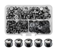 SHSMPXOY 90 Set Rivetti a Vite, M5 x 4 mm Rivetti Chicago, Viti Chicago Screws Chicago Book Viti,Viti Chicago di ricambio in Metallo per Borse, Libri, Collari, Zaini, Guinzagli per Cani (Nero Lucido)