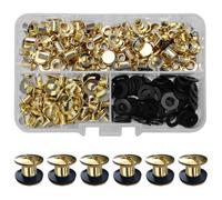 SHSMPXOY 90 Set Rivetti a Vite, M5 x 6 mm Rivetti Chicago, Viti Chicago Screws Chicago Book Viti,Viti Chicago di ricambio in Metallo per Borse, Libri, Collari, Zaini, Guinzagli per Cani (Oro)