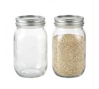 Shteriva Set di 2 barattoli per conserve da 500 ml - Mason Jars con coperchio ermetico in due pezzi, barattoli a vite per Meal Prep, marmellata, miele, Overnight Oats