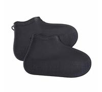 SHTGOI 1 paio di copriscarpe in gomma, impermeabili, antiscivolo, per pioggia, riutilizzabili, per pioggia, giorno della neve, spiaggia del deserto, strade fangose, cilindro medio, nero, XL