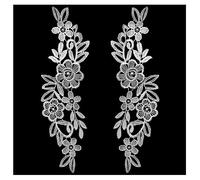 SHTGOI 1 paio di ricami in pizzo per ricami floreali patch in pizzo colletto in tulle rifinito tessuto ricamato porta decorativa per fai da te artigianato cucito costume sartoriale matrimonio bianco