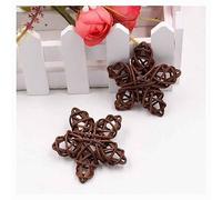 SHTGOI 12 palline in rattan a forma di stella da 9 cm, in rattan naturale, con ciondolo a forma di stella, per matrimoni, tavoli, albero di Natale, casa, giardino, caffè