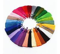 SHTGOI 30 pezzi, 8 cm, nappe fatte a mano, ciondolo a forma di troddel colorato, frange con cordino, passanti per segnalibri, nappe per gioielli, souvenir fai da te, accessori per artigianato, colore