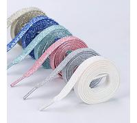 SHTGOI 6 paia di lacci piatti colorati metallici glitter piatti lacci piatti lacci colorati metallici glitter metallici lacci piatti lacci piatti per scarpe sportive e sneakers