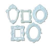 SHTGOI Cornici da 5 pezzi, mini ovali per foto in miniatura, in resina, cornice per oggetti da galleria, decorazione fai da te, decorazione per la casa delle bambole, scrapbooking
