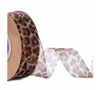 SHTGOI Nastro in organza leopardato, 10 iardi/rotolo di stampa animale, in chiffon, con stampa leopardata, in organza, per regali, per bricolage, cucito, confezione regalo, 25 mm
