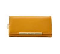 SHTGOI Portafoglio da donna in pelle, con scomparti grandi, vintage, in pelle, da donna, con due alette, con scomparti per carte di credito e doppia chiusura lampo, rosa, giallo.