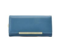 SHTGOI Portafoglio da donna in pelle, con scomparti grandi, vintage, in pelle, da donna, con due alette, con scomparti per carte di credito e doppia chiusura lampo, rosa, Blu