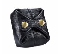 SHTGOI Portafoglio da donna piccolo in morbida pelle bovina, portamonete viennese, mini borsa a scatto, vintage, portamonete per cuffie, chiavi, monete, Nero , taglia unica