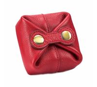 SHTGOI Portafoglio da donna piccolo in morbida pelle bovina, portamonete viennese, mini borsa a scatto, vintage, portamonete per cuffie, chiavi, monete, Colore: rosso, taglia unica
