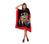 SHU-SHI, donne - Costume da bagno a tunica tribale con poncho caftano corto nero