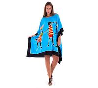 SHU-SHI, Donne - Costume da Bagno a Tunica Tribale con Poncho Caftano Corto Turchese
