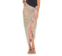 SHU-SHI, donne - Costume da bagno da spiaggia Sarong Coprire Mandala Peacock Bikini Wrap & Clip Coral
