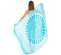 SHU-SHI, donne - Costume da bagno da spiaggia Sarong Coprire Mandala Peacock Bikini Wrap & Clip Tosca Turchese/Bianco