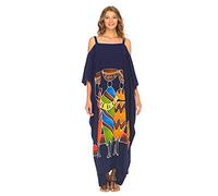 SHU-SHI - maxi abito/caffetano da spiaggia - donna - taglie forti - Taglia unica - Famiglia blu navy