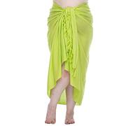 SHU-SHI - pareo da spiaggia - design a tinta unita con fermaglio in cocco - donna - taglie forti - Verde lime