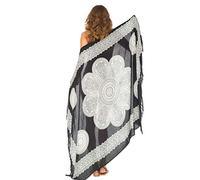 SHU-SHI - Pareo da Spiaggia - Design Floreale con Fermaglio in Cocco - Donna