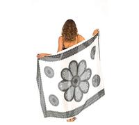 SHU-SHI - Pareo da Spiaggia - Design Floreale con Fermaglio in Cocco - Donna