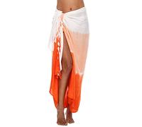 SHU-SHI Sarong Wraps Per Le Donne Spiaggia Copertura Gonna Costume Da Bagno Wrap Pareo Coverups Ombre Tie Dye, Corallo/Bianco, taglia unica