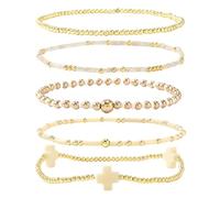 Shuade 5 perline in rame con ciondolo a forma di crocifisso, braccialetto geometrico per tutti i giorni, tessuto a mano geometrico, Misura unica, come descritto