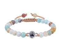 Shuade Braccialetto alla moda con pietre opache, con scritta "I Loves You in 100 lingue", ideale per San Valentino o compleanni, Misura unica, come descritto