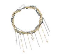 Shuade Collana alla moda con ciondolo a forma di cuore con ciondolo a forma di serpente e perline irregolari, per donne che amano gioielli unici, Metallo