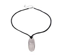 Shuade Collana alla moda con ciondolo ovale convesso, lunghezza regolabile, girocollo, impermeabile, gioiello per l'uso quotidiano, Acciaio inossidabile