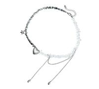 Shuade Collana con ciondolo a forma di cuore e stella marina, collana romantica con ciondolo a forma di cuore con stelle marine e nappe, da donna, Metallo