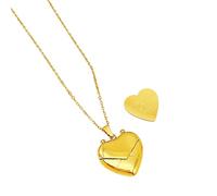 Shuade Collana girocollo con medaglione a forma di cuore inciso, lunghezza regolabile, realizzata a mano, gioiello da donna per feste, Acciaio al titanio