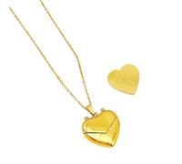 Shuade Collana girocollo con medaglione a forma di cuore inciso, lunghezza regolabile, realizzata a mano, gioiello da donna per feste, Acciaio al titanio