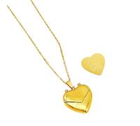 Shuade Collana girocollo con medaglione a forma di cuore, lunghezza regolabile, fatta a mano, gioiello da donna, Acciaio al titanio