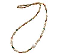 Shuade Collana girocollo in pietra naturale, perle finte e conchiglie, per donne e uomini, gioielli vintage, lega, perle finte