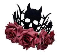 Shuade Copricapo per Halloween, strega, diavolo, corone con rose e fiori, accessorio per costume in tessuto morbido per adulti e bambini