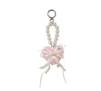 Shuade Elegante ciondolo a forma di perle d'imitazione, portachiavi in morbido peluche, accessorio da appendere per uso quotidiano, perle estetiche in pizzo, decorazione per borse, A, Taglia unica