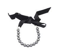 Shuade Elegante collana con nastro di velluto con perle finte, lunghezza regolabile, girocollo con perline, gioiello da donna, accessorio alla moda, perle d'imitazione