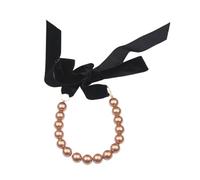 Shuade Elegante collana con nastro di velluto con perle finte, lunghezza regolabile, girocollo con perline, gioiello da donna, accessorio alla moda, perle d'imitazione