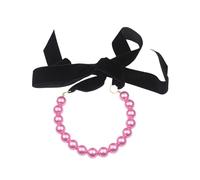 Shuade Elegante collana con nastro di velluto con perle finte, lunghezza regolabile, girocollo con perline, gioiello da donna, accessorio alla moda, perle d'imitazione
