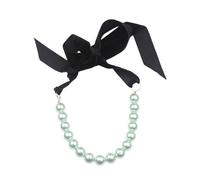 Shuade Elegante collana con nastro di velluto con perle finte, lunghezza regolabile, girocollo con perline, gioiello da donna, accessorio alla moda, perle d'imitazione