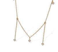 Shuade Elegante collana girocollo fatta a mano con zirconia cubica, catenina alla moda in metallo, accessorio per il collo da donna, Acciaio al titanio