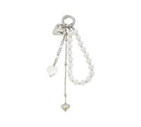Shuade Estetico Portachiavi Bella Borsa Ciondolo Fascino Cuore Perle Portachiavi Charms Per Le Donne Borsa Zaino Decorazioni Regali Perle Portachiavi Charms, 01 Bianco K 0067