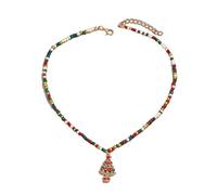 Shuade Girocollo natalizio con perline colorate, elegante collana natalizia con perline per le donne con ciondoli a tema natalizio, Zinco