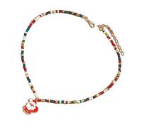 Shuade Girocollo natalizio con perline colorate, elegante collana natalizia con perline per le donne con ciondoli a tema natalizio, Zinco