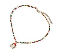 Shuade Girocollo natalizio con perline colorate, elegante collana natalizia con perline per le donne con ciondoli a tema natalizio, Zinco