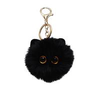 Shuade Portachiavi con ciondolo a forma di gatto, in peluche, regalo per ragazze, bambini, bianco/nero, fatto a mano, ornamento per gatti