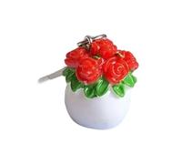 Shuade Portachiavi in resina stravagante con accenti floreali realistici, design compatto e portatile per l'uso quotidiano come borsa o chiavi, accessorio per amici e familiari portachiavi, Rosa