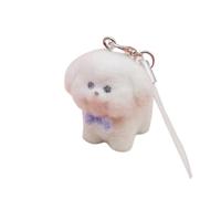 Shuade Portachiavi in resina vellutata a forma di animale, leggero, ciondolo per telefono, elegante ornamento per borsa, decorazione regalo, resina con floccaggio, Papillon Blu Cane, Taglia unica