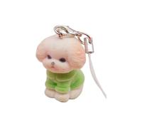 Shuade Portachiavi in resina vellutata a forma di animale, leggero, ciondolo per telefono, elegante ornamento per borsa, decorazione regalo, resina con floccaggio, Cucciolo verde, Taglia unica