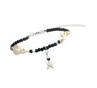 Shuade Seashells Cavigliera intrecciata a mano con perline in resina ispirato catena regolabile gamba gioielli per feste in spiaggia perline di riso cavigliera gioielli, Misura unica, come descritto